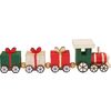 Miniatur Holz-Eisenbahn, mit 3 Geschenke-Waggons Rot/Gold/Grün