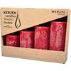 Adventskerzen "Rustic", abgestuft, 4er-Set Rubinrot