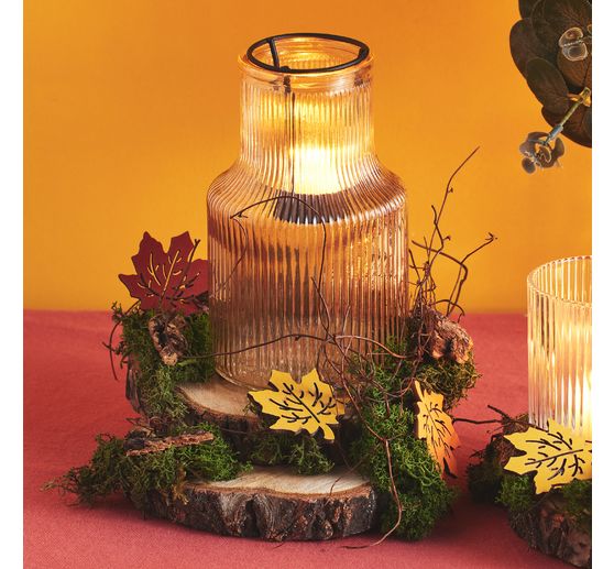 VBS Windlicht-Glas mit Metalleinsatz f&uuml;r Teelicht, Taupe