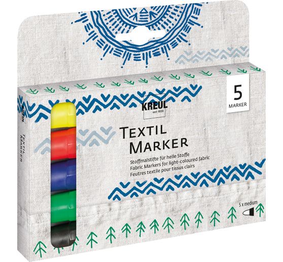 KREUL Textil Marker medium, 5er-Set