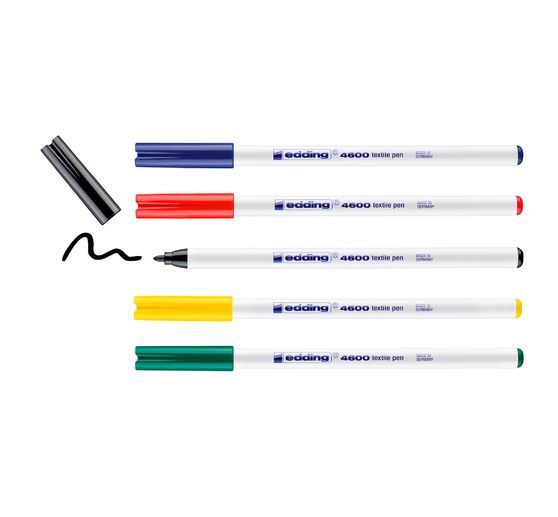 edding 4600 "Textil Pen", 5 Stück