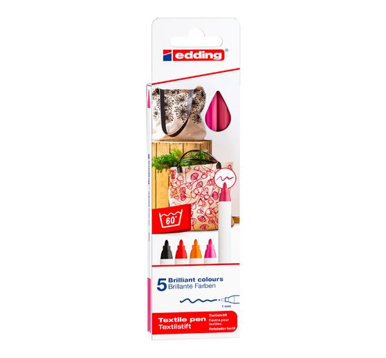 edding 4600 "Textil Pen", 5 Stück
