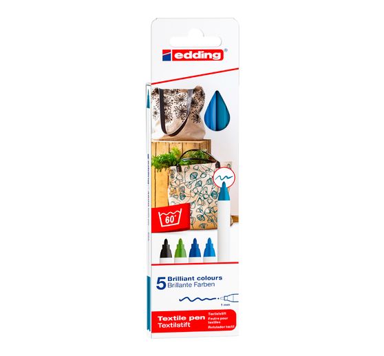 edding 4600 "Textil Pen", 5 Stück