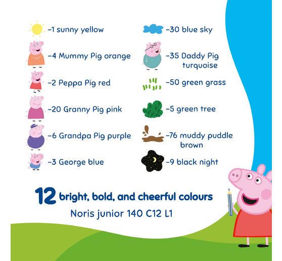 Noris junior Kinderbuntstifte "Peppa Pig", + 1 Anspitzer