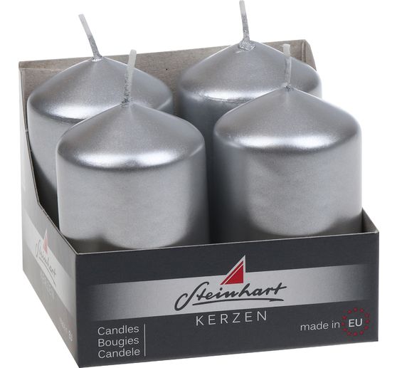 Small pillar candles "Metallic", pack of 4