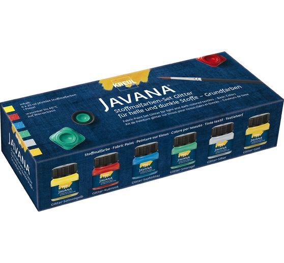 KREUL Javana Fabric paint set "Basic Colors Glitter"