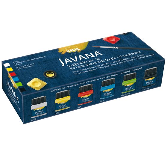 Javana Stoffmalfarben-Set für helle und dunkle Stoffe "Grundfarben"