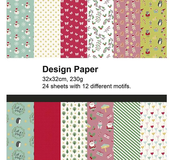 Designpapierblock, 32 x 32 cm, 24 Blatt