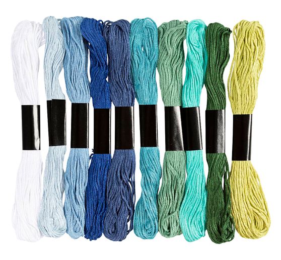Embroidery thread assortment, 1 mm, 10 colours of 8 m each