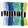 Embroidery thread assortment, 1 mm, 10 colours of 8 m each Harmony in Blue/Green