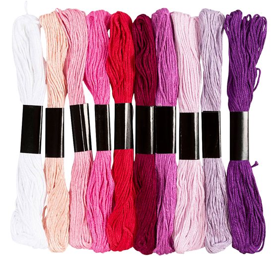 Embroidery thread assortment, 1 mm, 10 colours of 8 m each