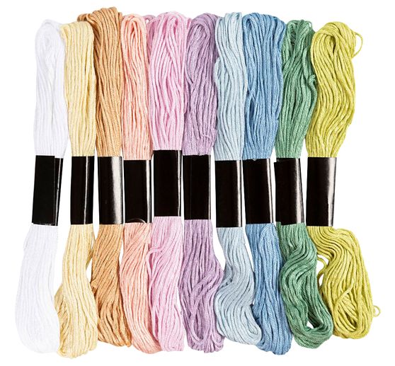 Embroidery thread assortment, 1 mm, 10 colours of 8 m each