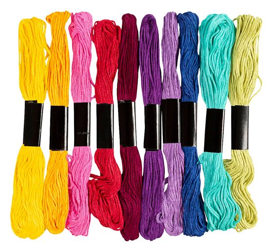 Embroidery thread assortment, 1 mm, 10 colours of 8 m each