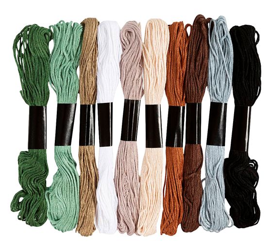Embroidery thread assortment, 1 mm, 10 colours of 8 m each