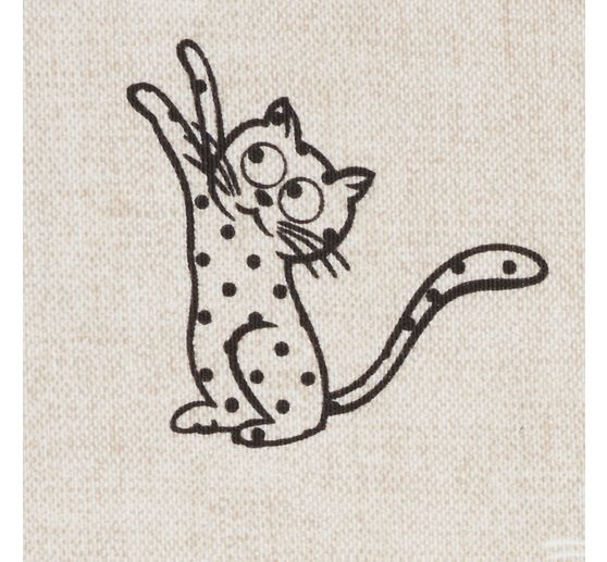 Motif fabric linen look "Cats"
