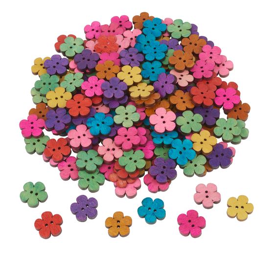 160 Knöpfe "Blumen", Farbmix, VBS Großhandelspackung