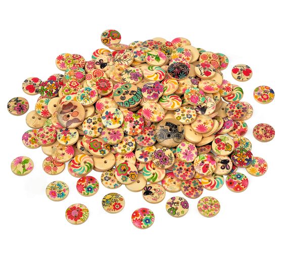 VBS Wooden buttons "Flower mix", 100 g