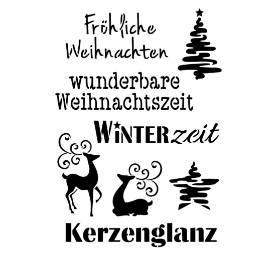 Schablone "Weihnachtsmotive + Schriften"