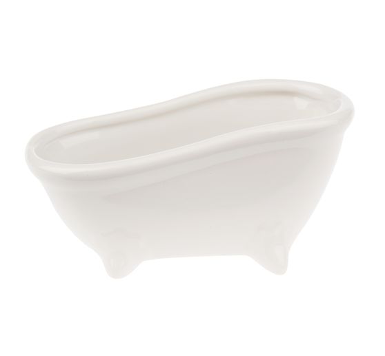 Keramik-Seifenschale "Badewanne", 15x7x7,2cm, weiß glänzend