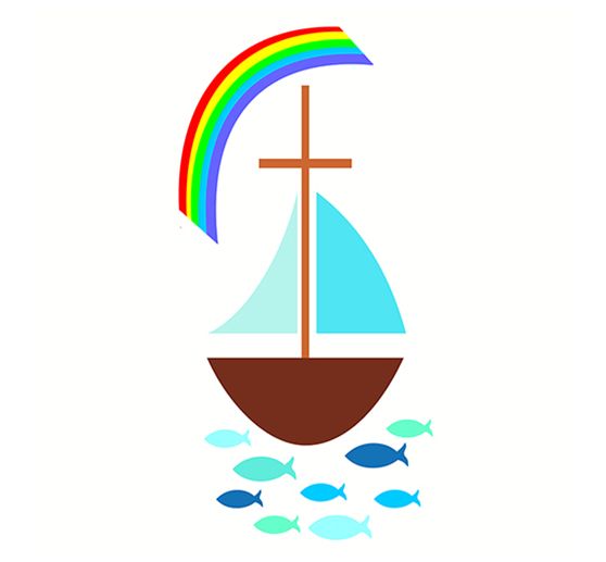 Wachsmotiv "Segelboot mit Regenbogen"