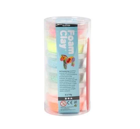 Foam Clay "Glitter", sortiert, 6 x 14 g