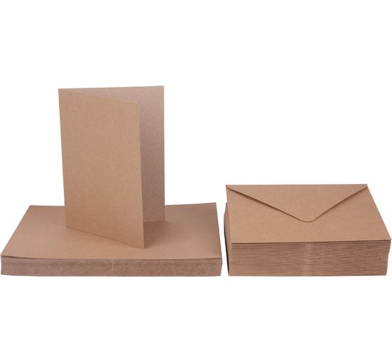 Doppelkarten mit Umschlägen "Kraftpapier", 18 x 13 cm, 50 Stück