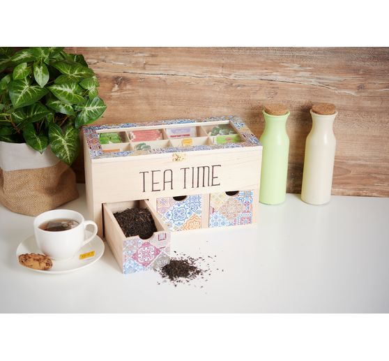 VBS Tea box with 3 drawers and viewing window