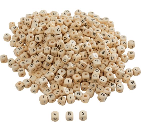 VBS Letter beads "Wood", 200 g