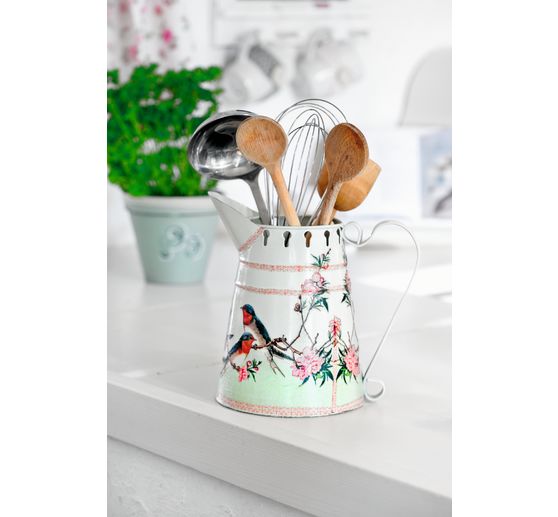 VBS Jug, metal, cream-coloured, in enamel look