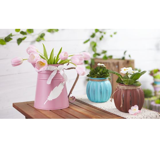 VBS Jug, metal, cream-coloured, in enamel look