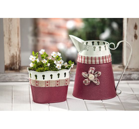 VBS Jug, metal, cream-coloured, in enamel look