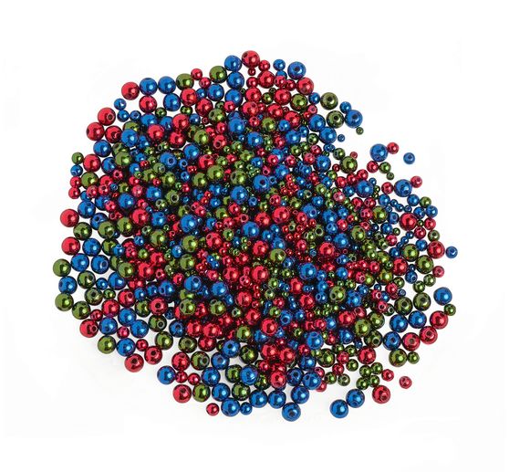 Wachsperlen Metallic Mix, Rot-Blau-Grün, 1000 Stück