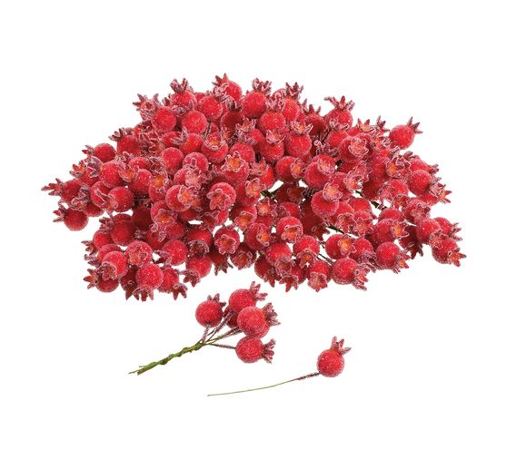 VBS Decorative berries with wire "Frosted", 200 pieces