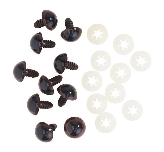 Bear eyes brown, Ø 15 mm, 10 pieces