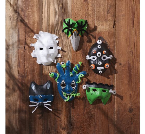 VBS Kinder-Masken, Pappmaché, 6er-Set