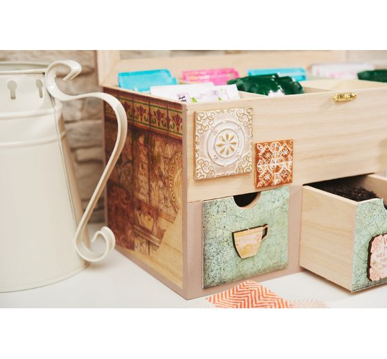 VBS Tea box with 3 drawers and viewing window