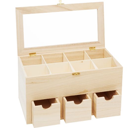 VBS Tea box with 3 drawers and viewing window