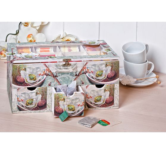 VBS Tea box with 3 drawers and viewing window