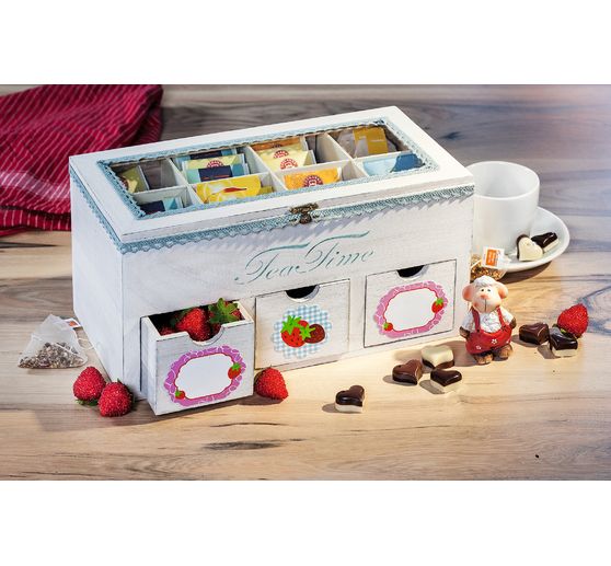 VBS Tea box with 3 drawers and viewing window