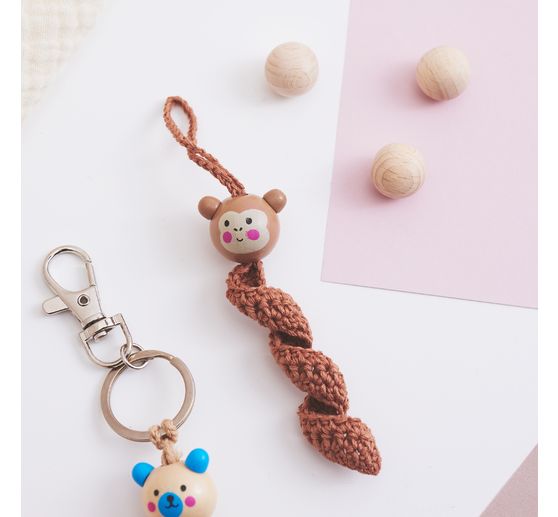 Wooden balls with face "Cute Animals", 10 pcs.