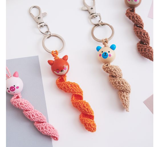 Wooden balls with face "Cute Animals", 10 pcs.