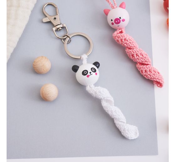 Wooden balls with face "Cute Animals", 10 pcs.