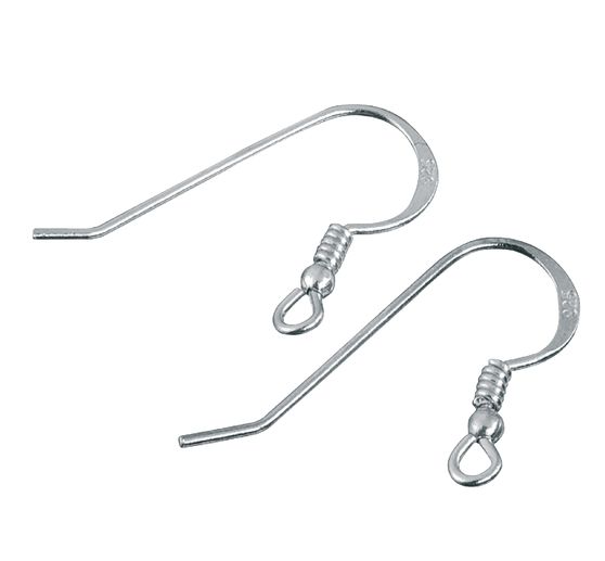 Ear hole hooks with spring, 925 sterling silverSilver