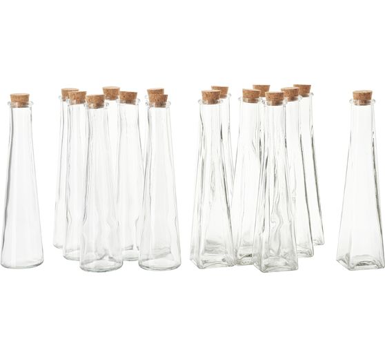 VBS Glasflaschen "Geolini", mit Korkverschluss, 16 Stück