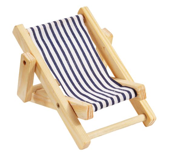 Decorative wooden deck chair, blue/white