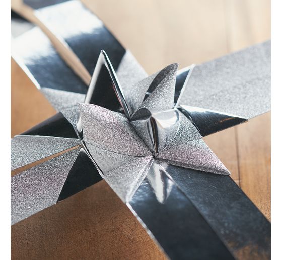 Papierstreifen "Glitter, silber", 15 mm