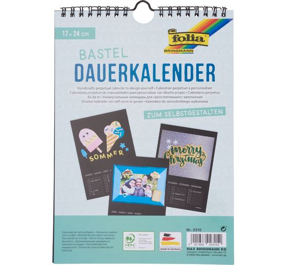 Bastel Dauerkalender, 17 x 24 cm