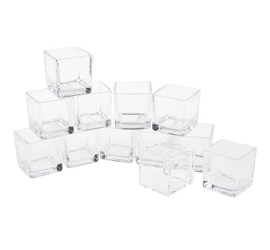 VBS Teelichtgläser "Cube", 12 Stück