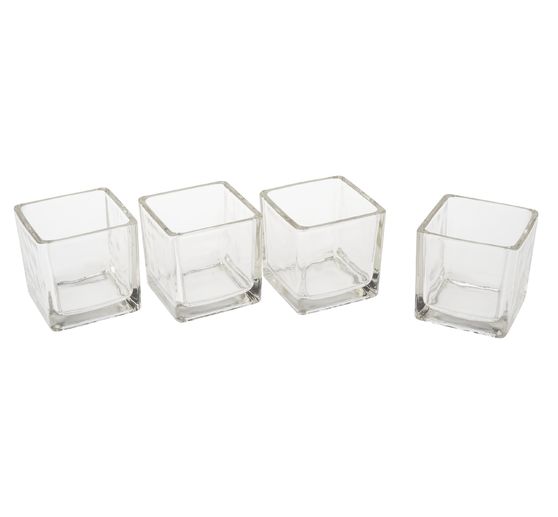 VBS Teelichtgläser "Cube", 4 Stück