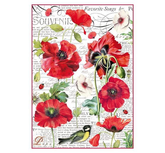 Motiv-Strohseide "Mohn "